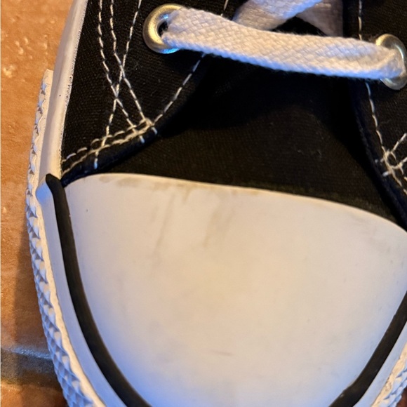 Black and White Low-Top Canvas Sneakers with Rubber Toe Cap - Picture 3 of 4